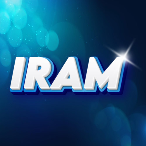 Iram Name DP - blue white 3d text