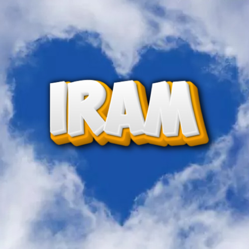 Iram Name DP - could heart 3d text 