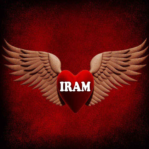 Iram Name DP - red flying heart