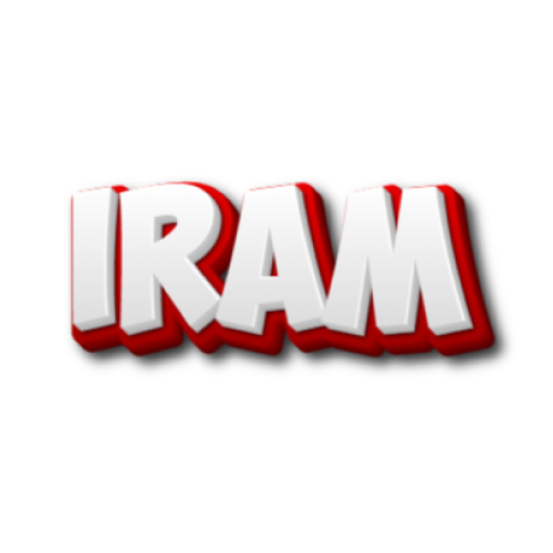 Iram Name DP - red white 3d text
