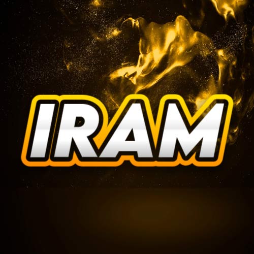 Iram Name DP - yellow white 3d font