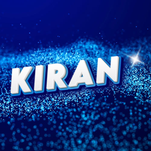 Kiran Name photo - glowing background 3d text