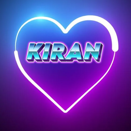 Kiran Name wallpaper - outline heart 3d text