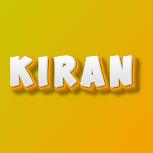 Kiran Name Status - yellow white 3d text