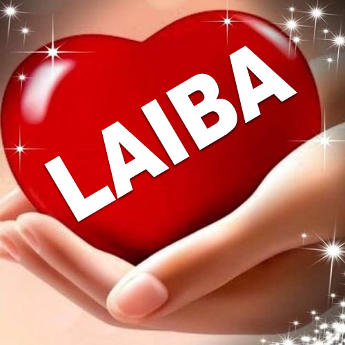Laiba text - girl hand heart