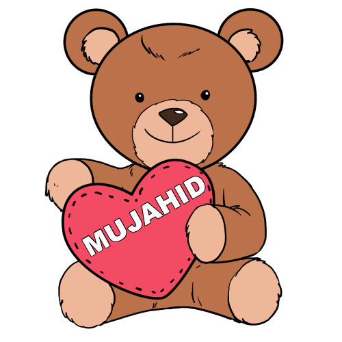 Mujahid Name Dp - bear with pink heart