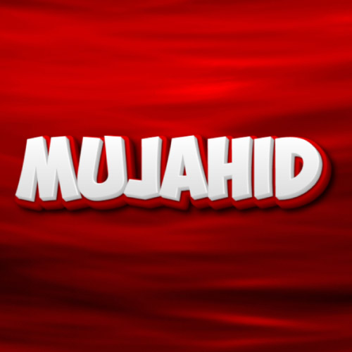 Mujahid Name Dp - white red 3d font