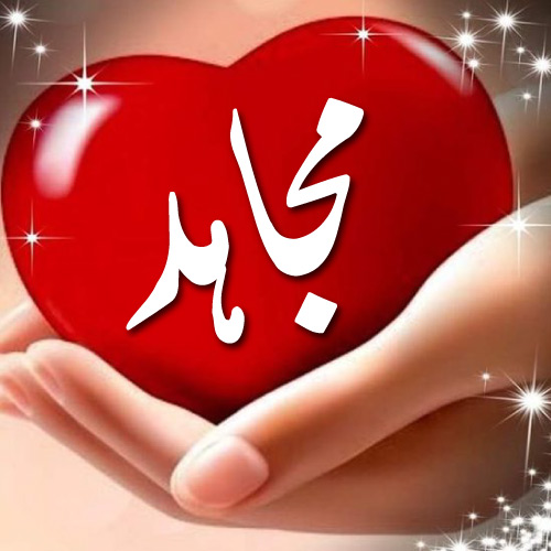 Mujahid Urdu Name Dp - girl hand red heart