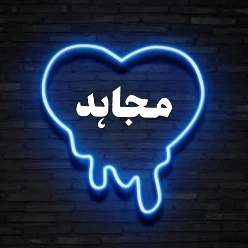 Mujahid Urdu Name Dp - neon heart on wall