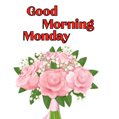 Good Morning Monday Images - nice look pink flower red color text 