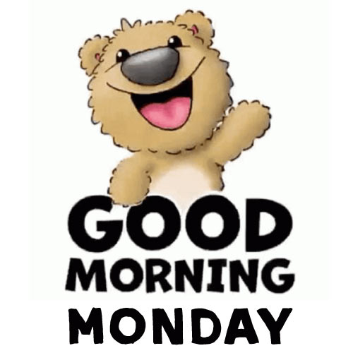 Good Morning Monday Images - nice look smile bear black color text pic