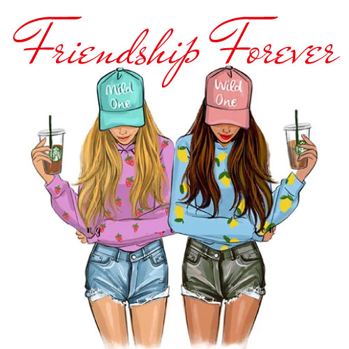 Friendship Dp - nice look two girls red color text photo