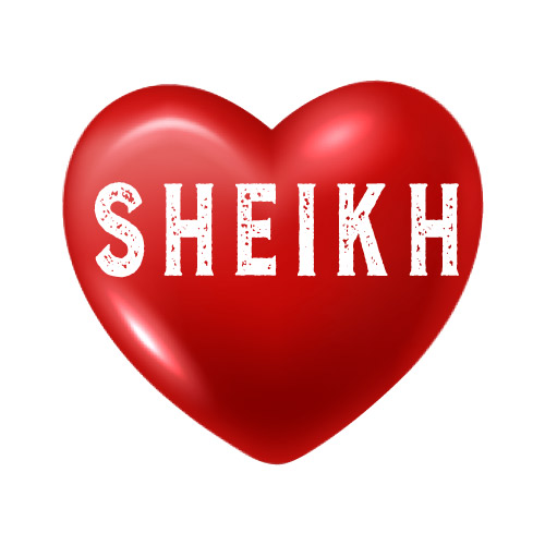 Sheikh Cast Dp - red color heart white color text pic