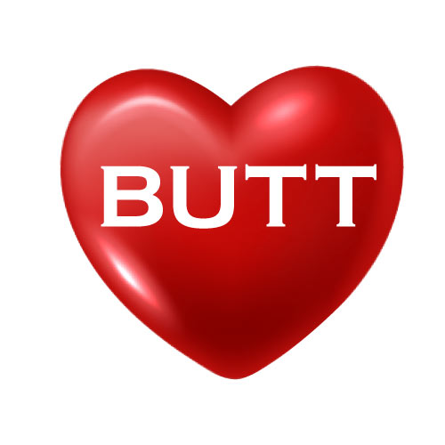 Butt Dp - red heart photo nice text white color