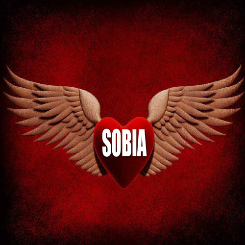 Sobia Name Dp - red flying heart