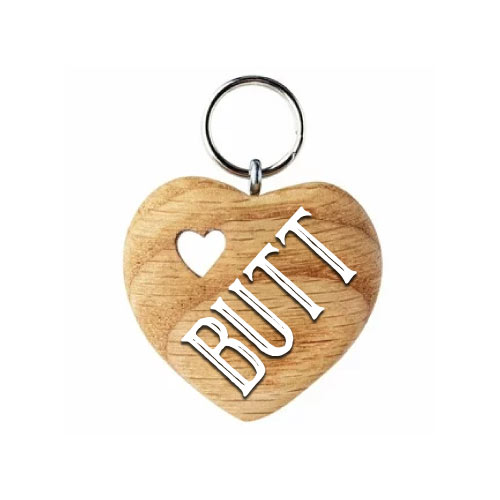 Butt Dp - white background heart keychain pic