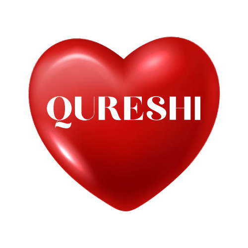 Qureshi Dp - white background qureshi text red heart pic