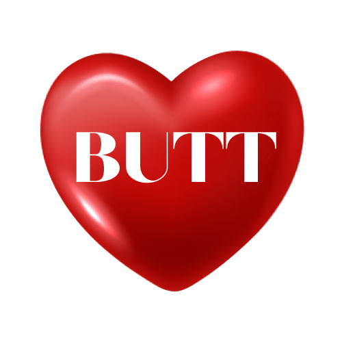 Butt Dp - white color text on red heart pic
