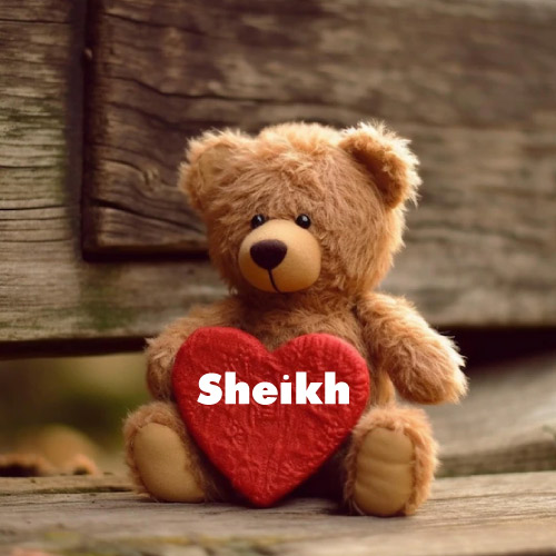 Sheikh Surname Dp - wood background nice bear hand heart pic