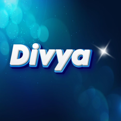 Divya Name Dp - blue white 3d text