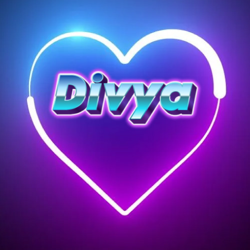 Divya Name Dp - outline heart 3d font