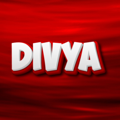 Divya Name Dp - red white 3d text