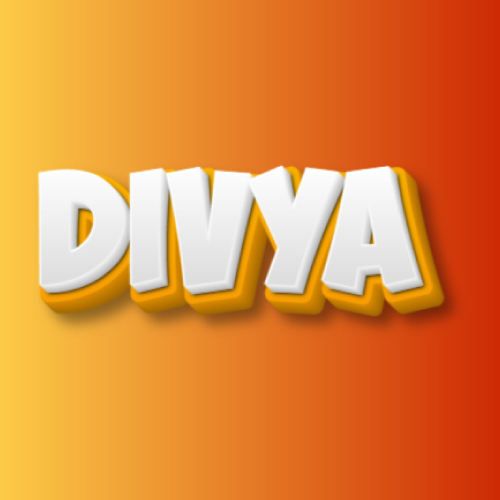 Divya Name Dp - white yellow 3d text