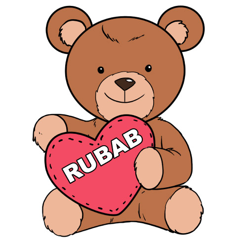 Rubab Name Dp - bear hand pink heart