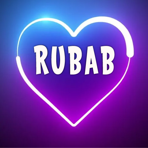Rubab Name Dp - outline heart gradient background
