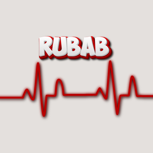 Rubab Name Dp - red outline 3d text