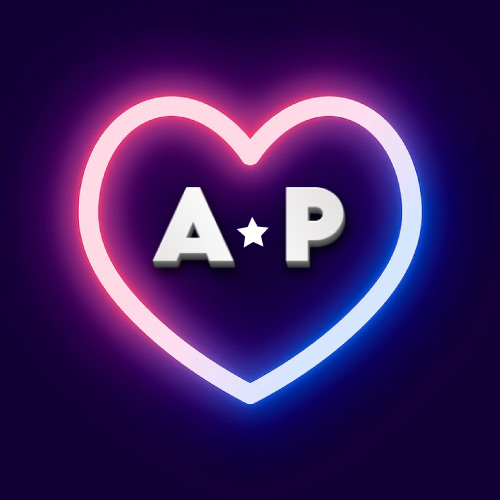 A P wallpaper - neon heart with 3d text