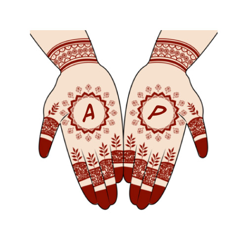 A P Dp - text on mehndi hand