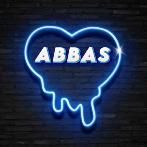 Abbas Name wallpaper - neon heart on wall