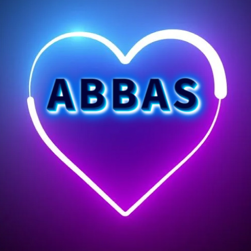 Abbas Name text - outline heart