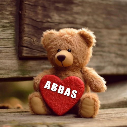 Abbas Name Dp - teddy bear with red heart