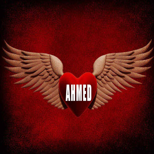 Ahmed Name Picture - flying red heart