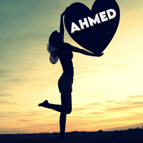 Ahmed Name Picture - girl hand heart