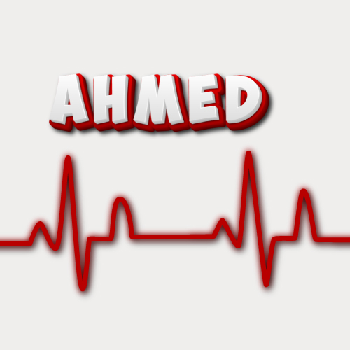 Ahmed Name Image - red outline 3d text