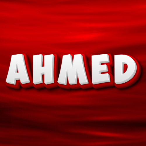Ahmed Boy name - white red 3d text