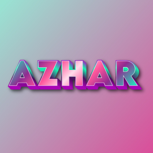 Azhar Name Picture - 3d gradient text
