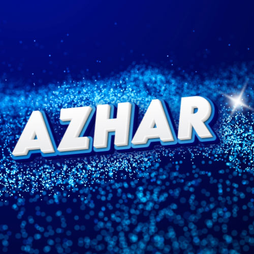 Azhar Name pic - glowing background 3d text