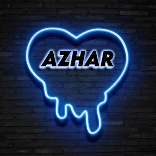 Azhar Name picture - neon heart on wall