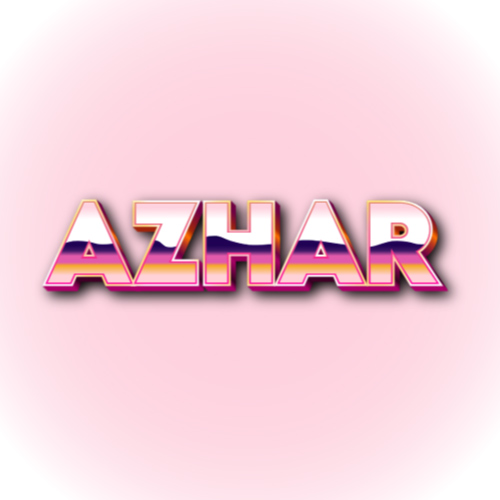 Azhar Name Photo - pink background 3d text