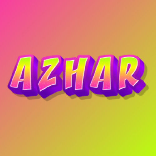 Azhar Name image - pink yellow 3d text