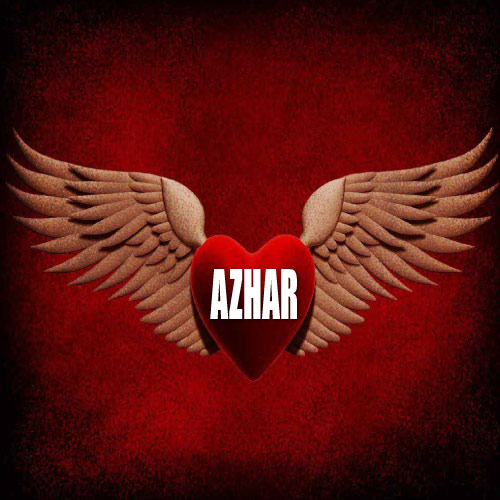 Azhar Name Dp - red flying heart