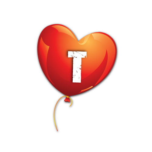T Name Image - balloon heart