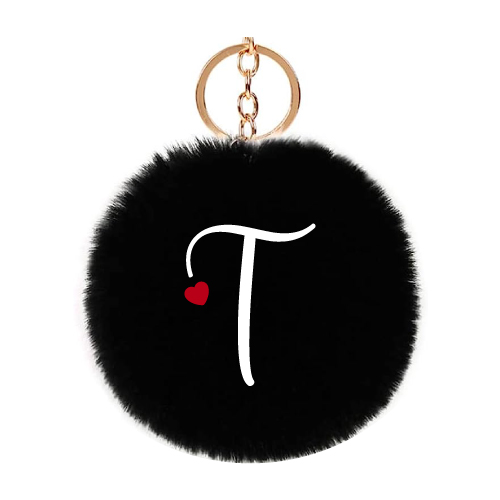 T Name Image - black keychain 