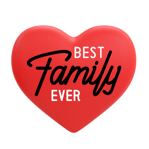 Picture For Family Group - 3d red heart black text