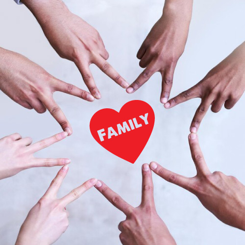 Dp For Family Group - red heart with text