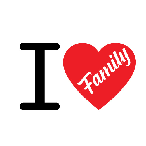 Text For Family Group - red heart with white text